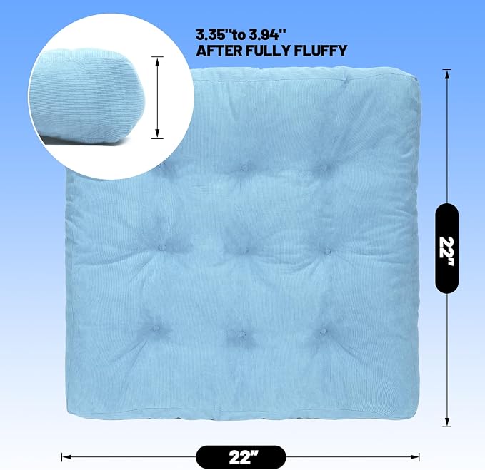 Meditation Floor Pillow Set of 2, Square Large Pillows Seating - Image 2