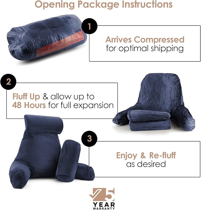 Nestl Reading Pillow with Shredded Memory Foam Includes 2 Neck and Lumber - Image 2