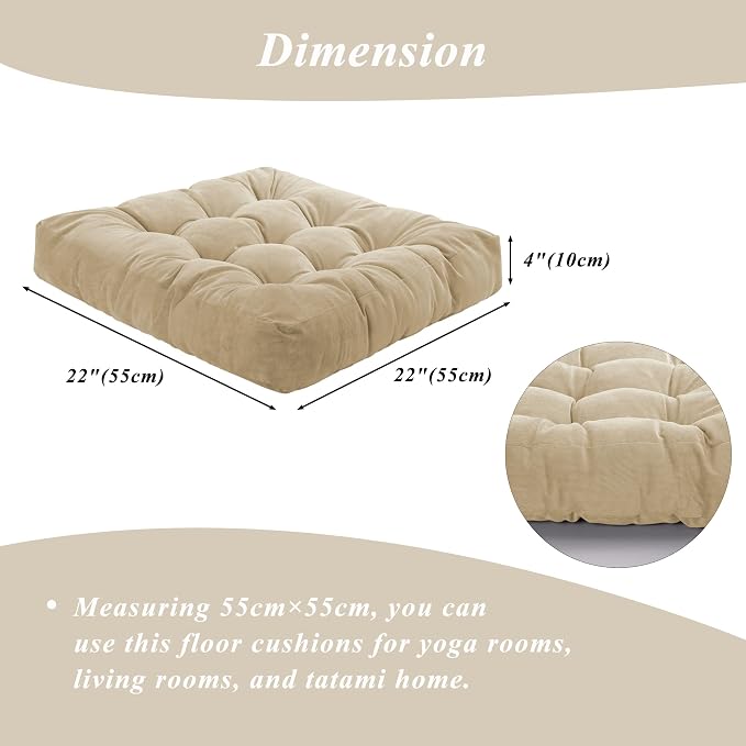Meditation Floor Pillow 22×22 Inch 1 Pack Large Floor Cushions - Image 2