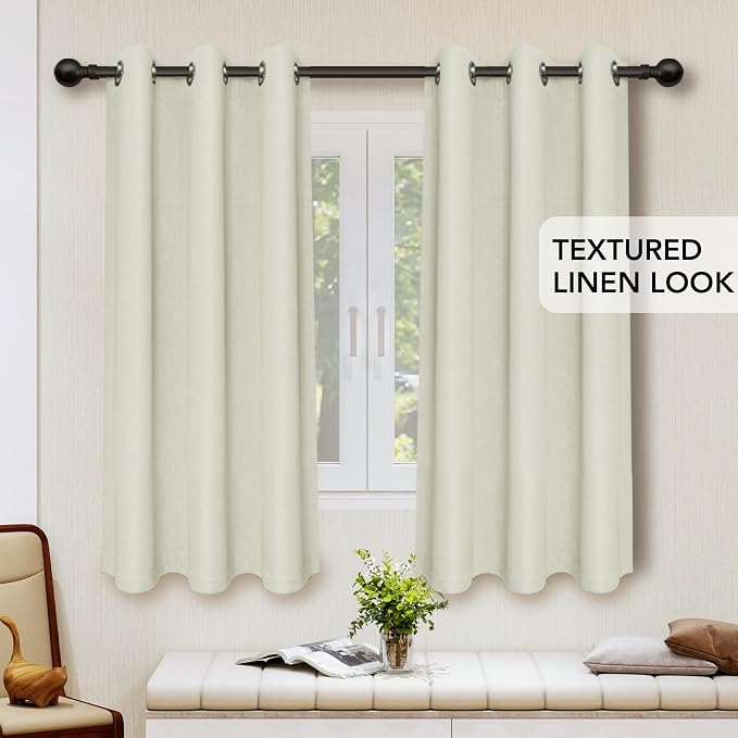 Easy-Going Linen Look Blackout Curtain 38x54 Inch Window Curtain Drapes - Image 2
