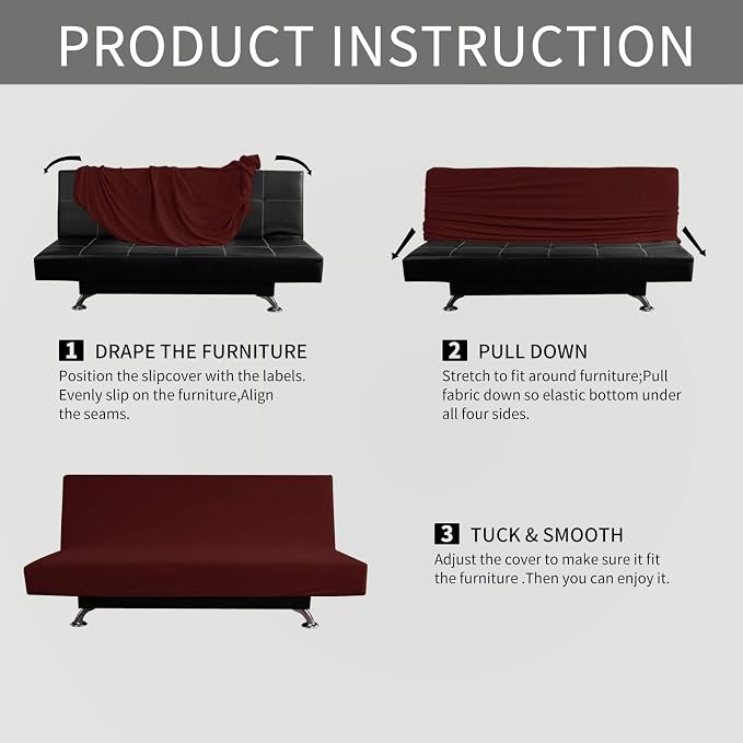 Easy-Going Stretch Futon Slipcover Armless Futon Bed Cover Furniture Protector - Image 6