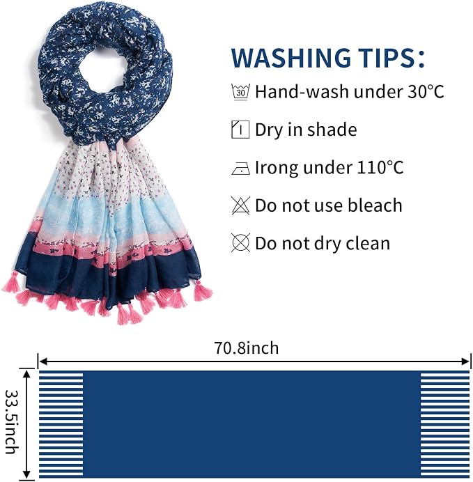 Scarf for Women Lightweight Soft Floral Leopard Printed Scarves Fall Winter - Image 3