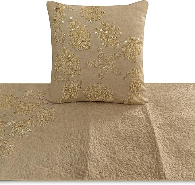 The HomeCentric King Queen Twin Beige Handmade Twin 53"x18" Bed Runner - Image 2