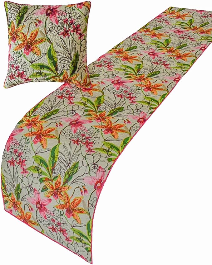 The HomeCentric King/Queen/Twin Pink Decorative Bed Runner Twin 53"x18" Bed - Image 4