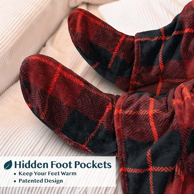 PAVILIA Fleece Blanket with Sleeves, Foot Pockets - Image 2