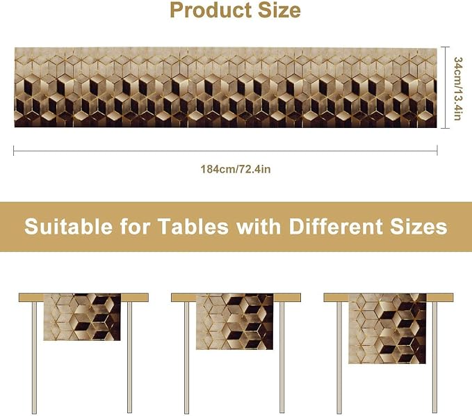 Geometric Marble Table Runner, 13x60 Inch - Image 2