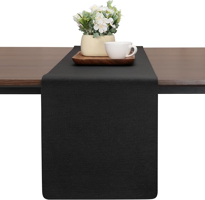 Table Runners 94 Inches Long, Dual-Sided Faux Leather Farmhouse Table Runner by Chitomars