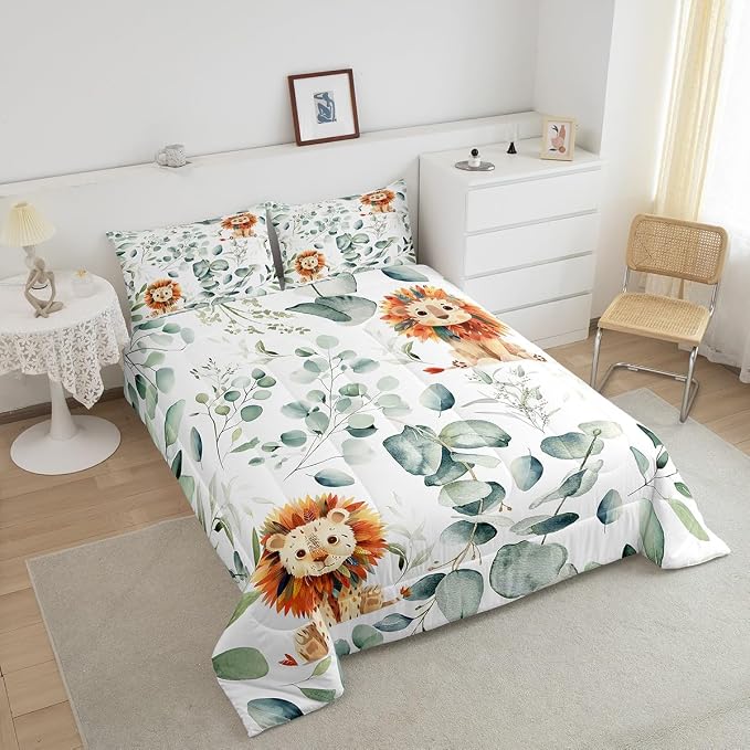 Erosebridal Cute Lion Full Comforter Set - Image 4
