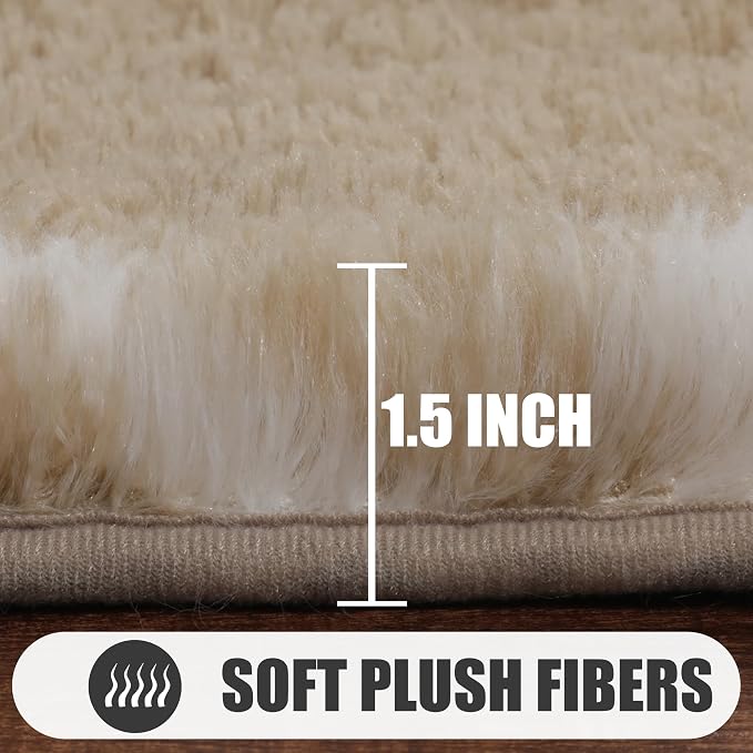 ONASAR Large Area Rugs for Living Room, Fluffy 7x10 Beige and White Thick Floor - Image 2
