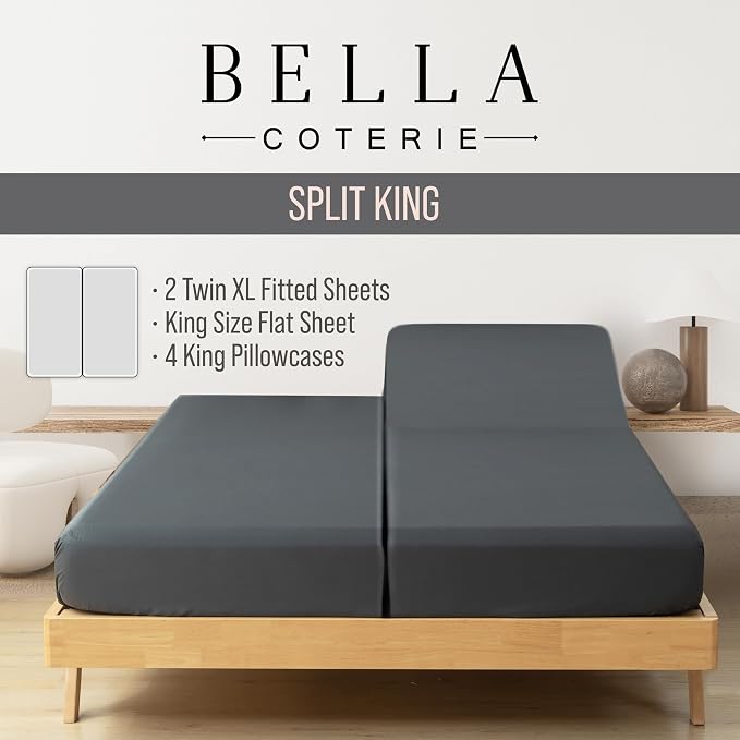 Bella Coterie 7 Piece Luxury Bamboo Viscose Split King Size Sheet Set | 2 - Image 2