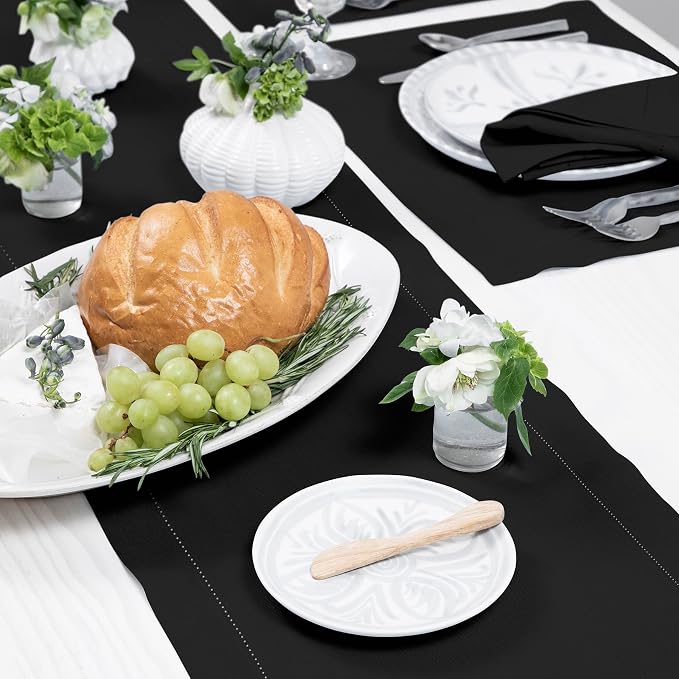 Solino Home Linen Black Table Runner 132 Inches Long - Image 9