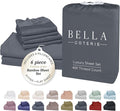 Bella Coterie 6 Piece Luxury Bamboo Viscose Split Top King Size Sheet Set | 34" by BC
