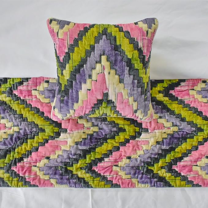 The HomeCentric King/Queen/Twin Pink & Purple Decorative King 90"x18" Bed Runner - Image 2