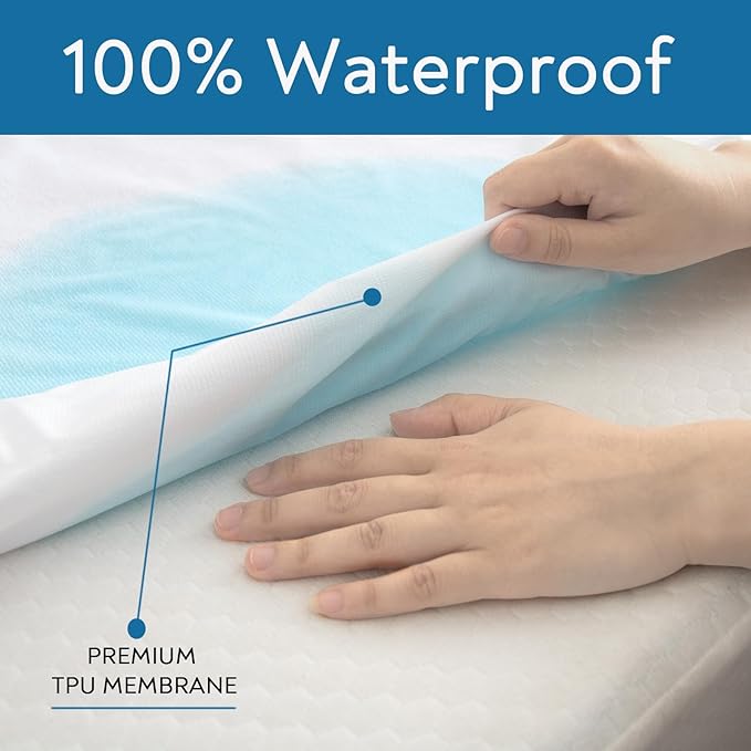 2 Pack Queen Mattress Protector Waterproof Mattress Topper Pad Cover Fitted - Image 3