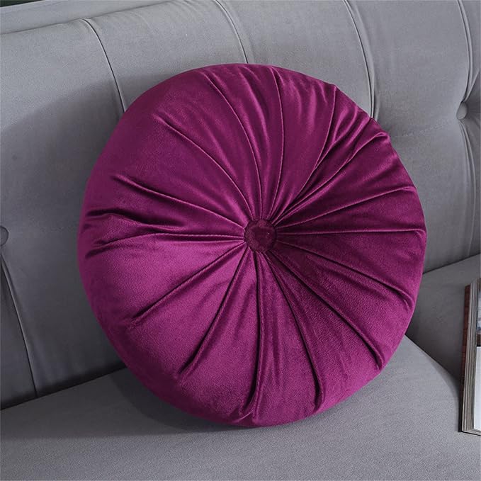 Round Throw Pillow Velvet Pumpkin Pleated Meditation Pillow Solid Color Home by Jackcsale
