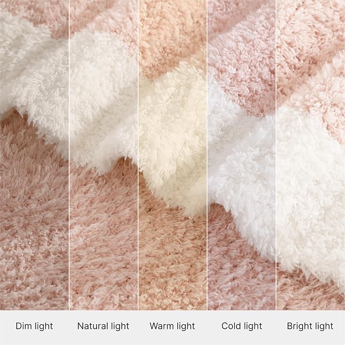 WRENSONGE Throw Blanket Cationic Dyeing Pink Soft Cozy Fluffy Warm Hand Made - Image 6