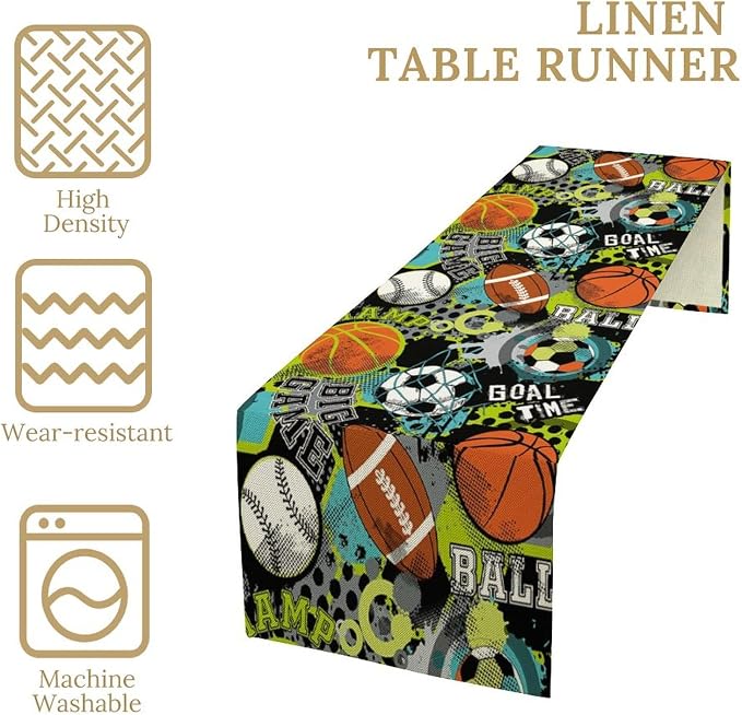 Sport Soccer Table Runner Basketball Baseball Rugby Football Sports Game Days - Image 4