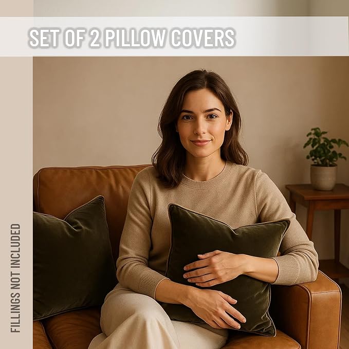 2 Pack Velvet Decorative Throw Pillow Covers, Contrast Piping, Indoor Use - Image 3