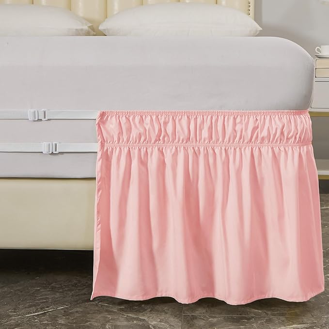 MEILA Wrap Around Bed Skirt Three Fabric Sides Elastic Dust Ruffled 16 Inch - Image 6
