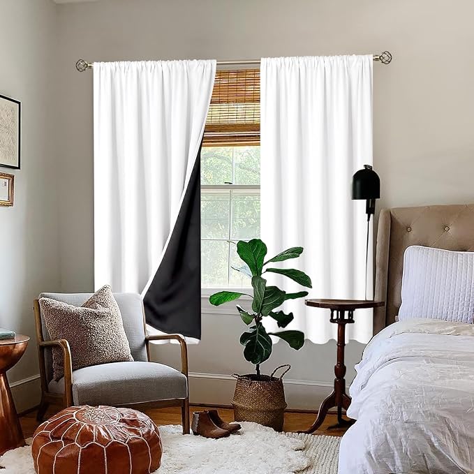 BGment White Blackout Curtains for Bedroom 63 Inch Length, Thermal Insulated - Image 2
