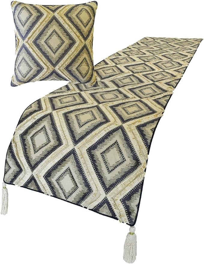 The HomeCentric King/Queen/Twin Blue Decorative Queen 74"x18" Bed Runner - Image 2
