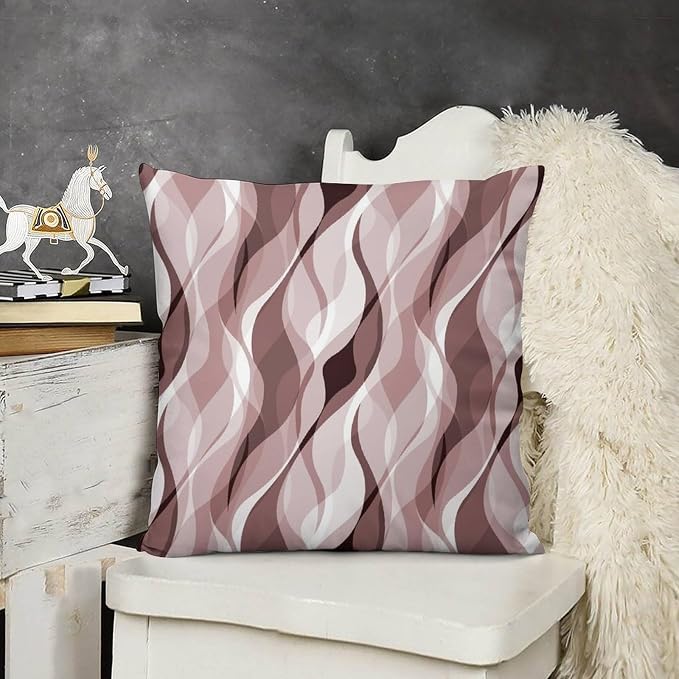 Pink Throw Pillow Covers Modern Abstract Pink and Grey Striped Decorations - Image 3