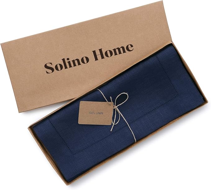Solino Home Linen Navy Blue Table Runner 90 Inches Long - Image 5