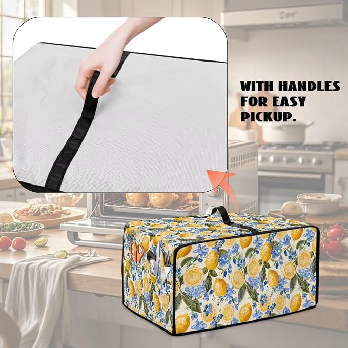 Waterproof Dust-Proof Microwave Oven Grill Cover Protector Lemon Floral Leaf - Image 5