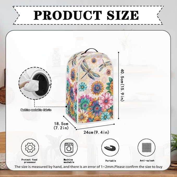 Boho Mandala Floral Blender Cover Washable Kitchen Toaster Cover Dragonfly - Image 4