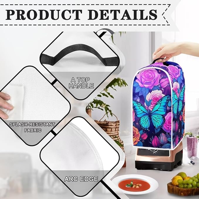 Rose Butterfly Kitchen Blender Dust Cover Anti Fingerprint Polyester Food - Image 3