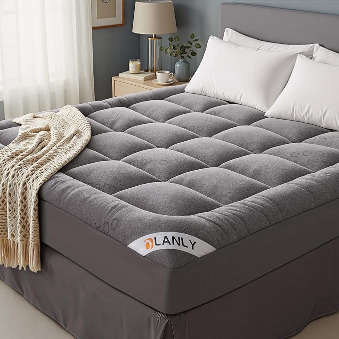 OLANLY Queen Mattress Topper – Viscose Made from Bamboo, Cooling Soft Queen by OLANLY