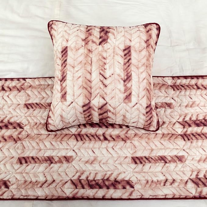 The HomeCentric King/Queen/Twin Maroon & Ivory Designer Queen 74"x18" Bed Runner - Image 2