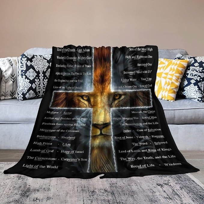 Christian Lion Scripture Jesus Throw Blanket - Image 7