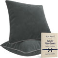 2 Pack Velvet Decorative Throw Pillow Covers, Deep Grey, Contrast Piping by BLAUMARIT%C3%89