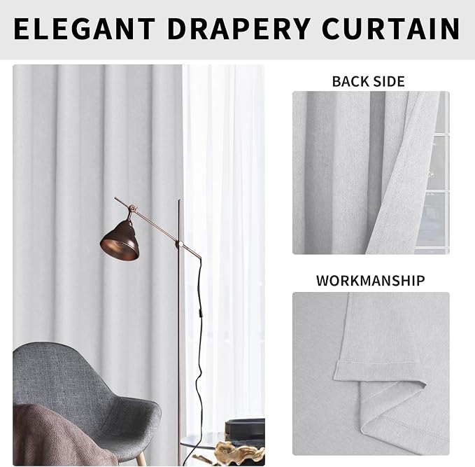 Easy-Going Linen Look Blackout Curtain 108 Inch Length Grommet Window Curtain - Image 5