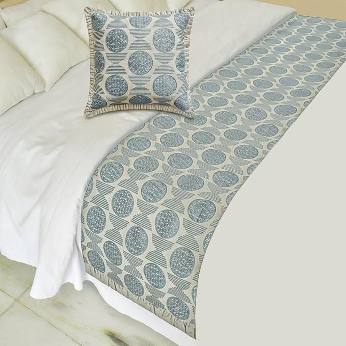 The HomeCentric King/Queen/Twin Blue Decorative Bed Runner Queen 74"x18" Bed by TheHomeCentric