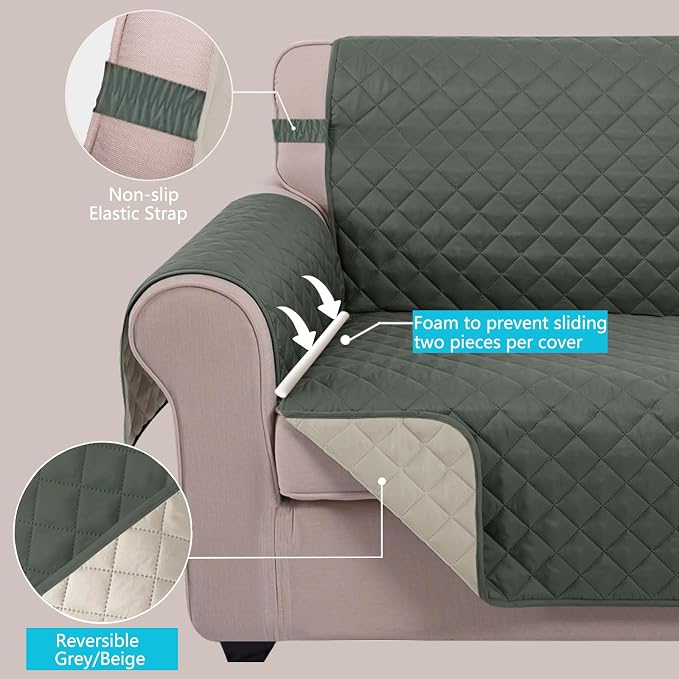 U-NICE HOME Loveseat Sofa Cover Reversible Couch Cover - Image 3