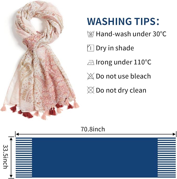 Scarf for Women Lightweight Soft Floral Leopard Printed Scarves Fall Winter - Image 3