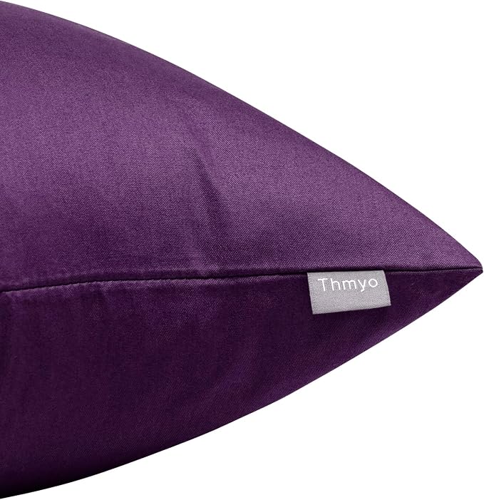 4-Pack 100% Cotton Comfortable Solid Decorative Throw Pillow Case, Thmyo Square - Image 8