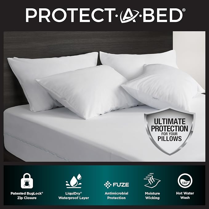 Protect-A-Bed AllerZip Queen 20" x 30" Pillow Protectors, Bed Bug and Dust Mite - Image 2