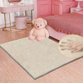 Light Brown Beige Plush Washable Fluffy Area Rugs by ORINOVA