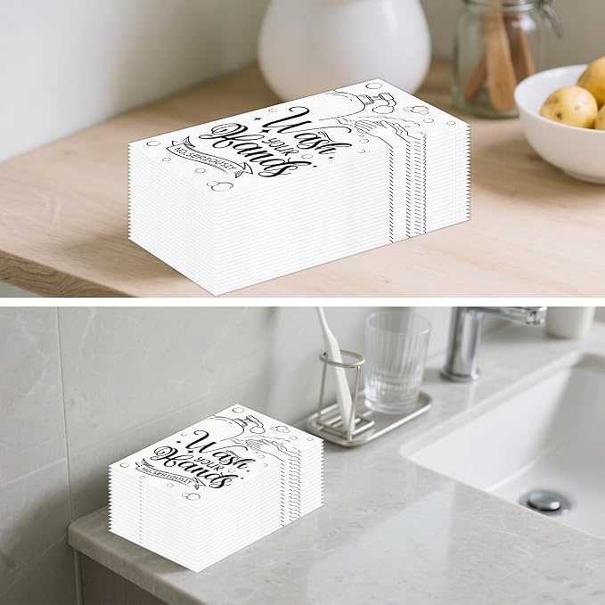 100 PCS Disposable Hand Towels for Bathroom, Bathroom Guest Napkins Wash Your - Image 5