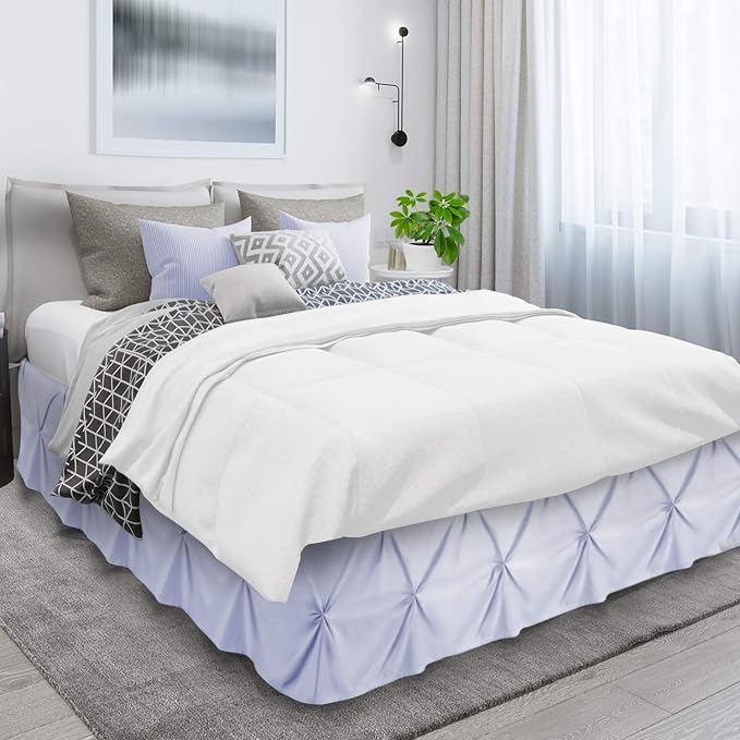 Nestl Ice Blue Bed Skirt King Size, Pinch Pleat King Bed Skirt, Hotel Quality - Image 3