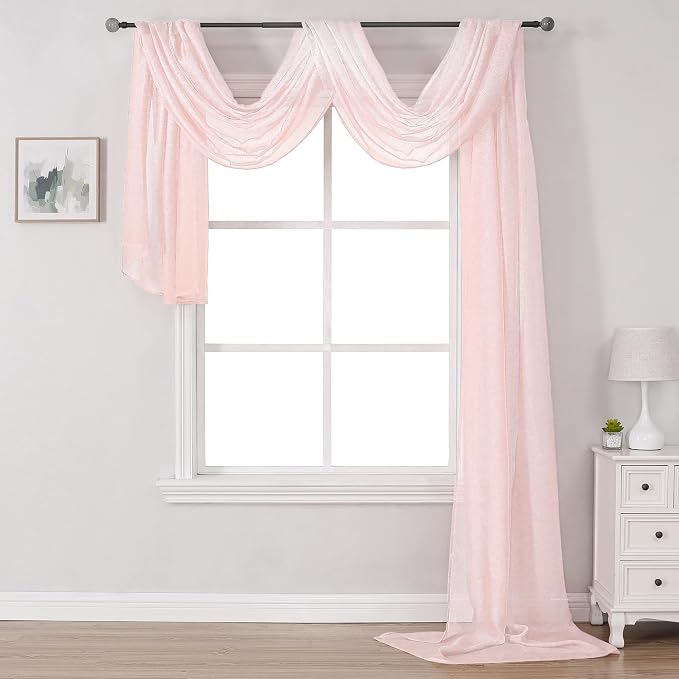 DONREN Peach Pink Sheer Window Scarf by DONREN
