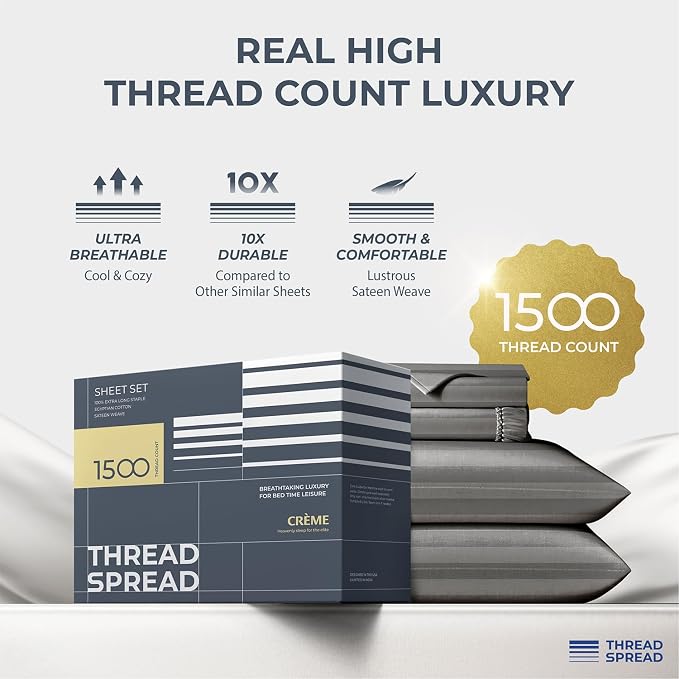 THREAD SPREAD Egyptian Cotton Sheets King Size - Image 2