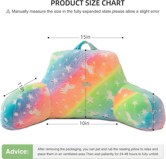 Meeting Story Colorful Gradient Rainbow Star Unicorn Luminous Reading Pillows - Image 3