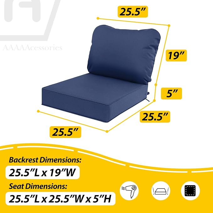 AAAAAcessories Outdoor Deep Seat Cushions, Waterproof, Fade-Resistant Patio - Image 5