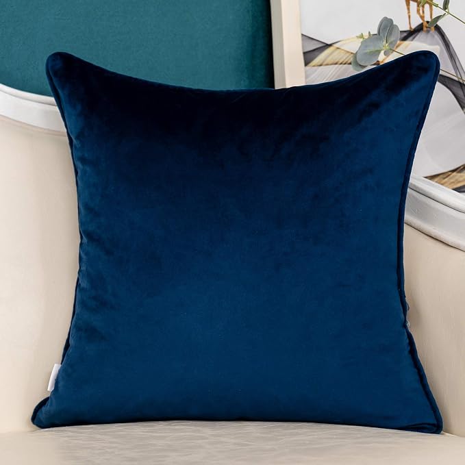 Yangest Navy Striped Patchwork Throw Pillow Cover Silver Leather Cushion Cover - Image 2