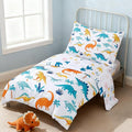PERFEMET 4 Pieces Toddler Bedding Set Cartoon Dinosaur Print Comforter Sheet Set by PERFEMET