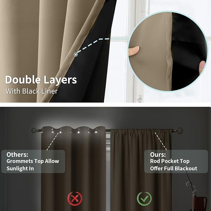 BGment 100% Blackout Curtains for Bedroom 84 Inch Length 2 Panels, Thermal - Image 6